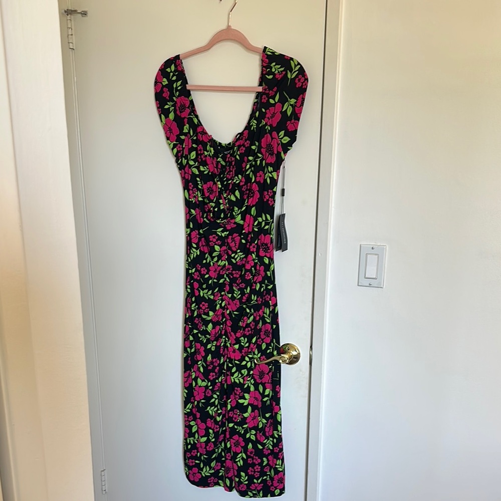 11 Honoré Floral Black and Pink Women's Dress
